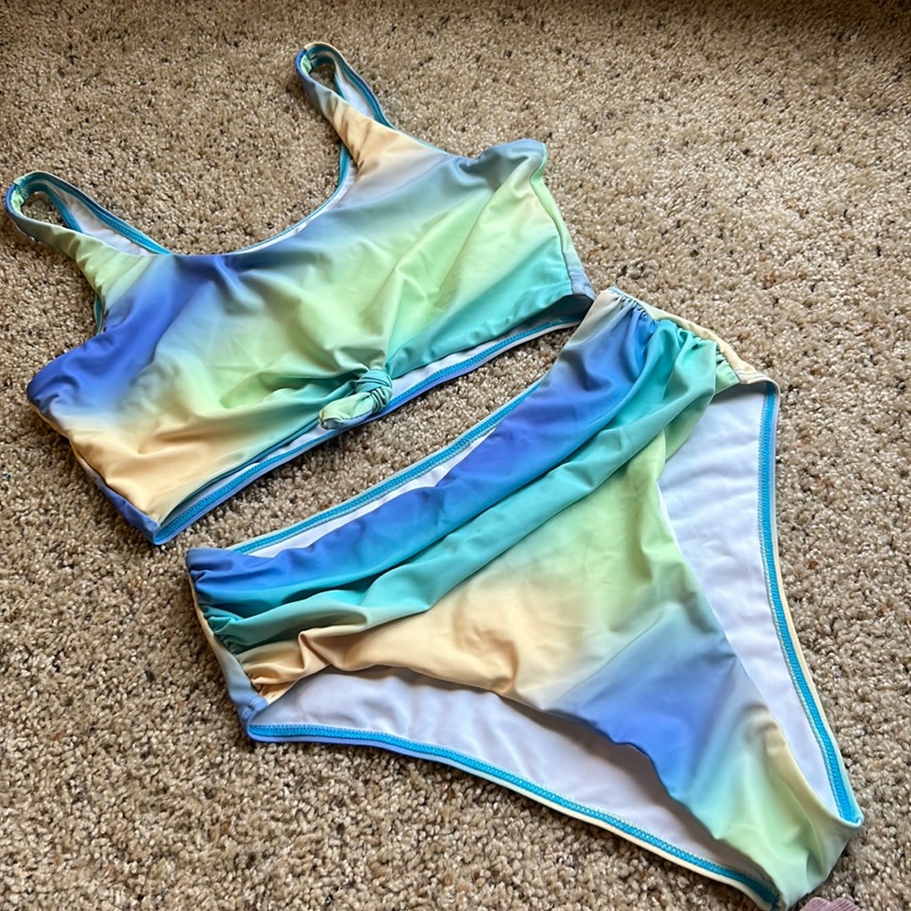 Ombré high waist swim suit